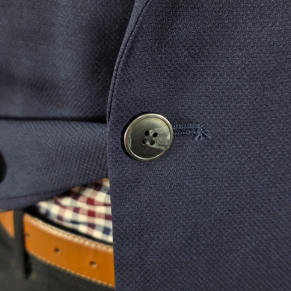 Pronto Uomo Men's Sport Coat Blazer Two Button Navy Blue Wool Poly Spandex 52R - Picture 8 of 13